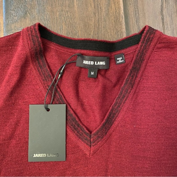 Jared Lang made in Turkey merino wool blend vneck sweater lightweight size M - Picture 1 of 6